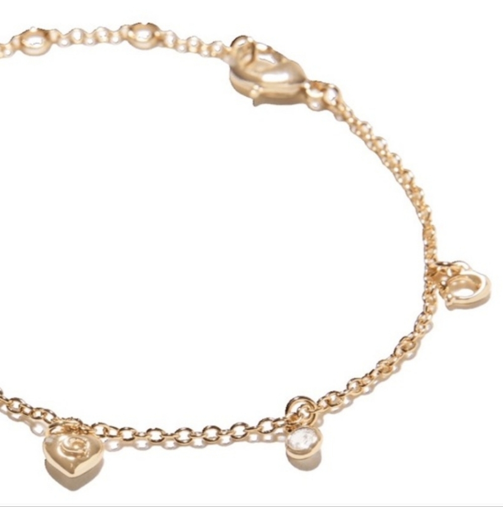 NWT Coach Gold Women's Signature C Charm Bracelet - Picture 3 of 7